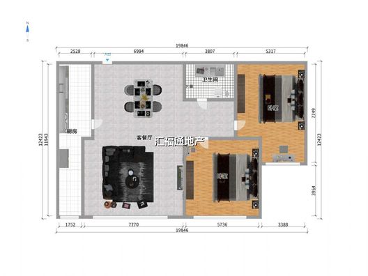 紫竹园二期（太阳城）2室2厅1卫户型图