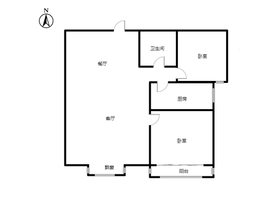 天保郦景2室2厅1卫户型图