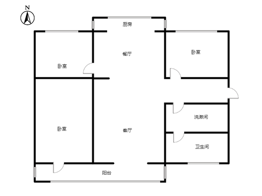 东兴小区（西院）3室2厅1卫户型图