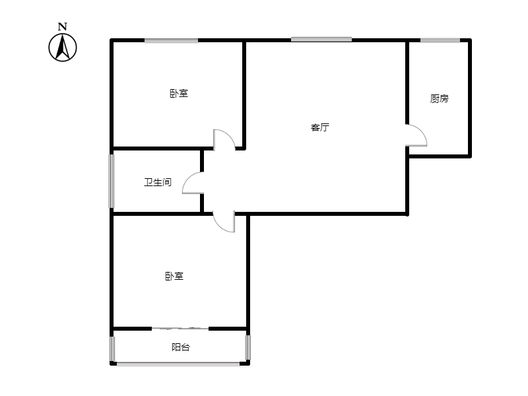 天保青花府2室1厅1卫户型图
