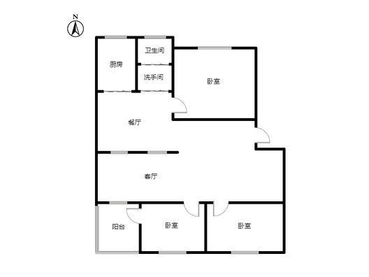 县府小区3室2厅1卫户型图