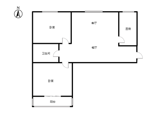 天保青花府2室2厅1卫户型图