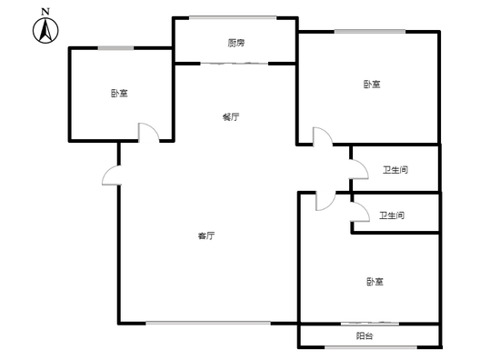 天保郦景3室2厅2卫户型图