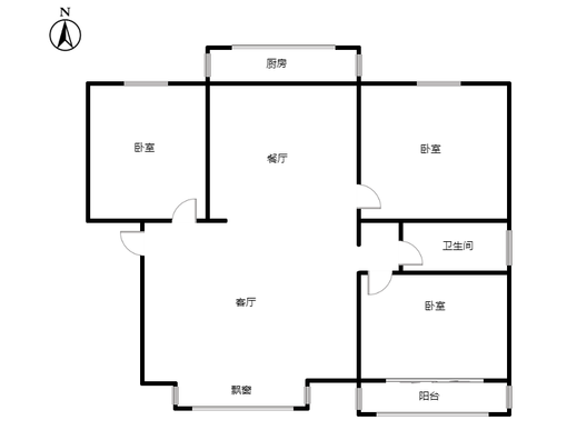 长天小区3室2厅1卫户型图