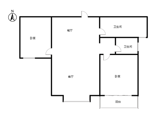 云景城2室2厅1卫户型图