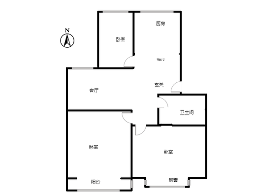 东方家属院3室2厅1卫户型图