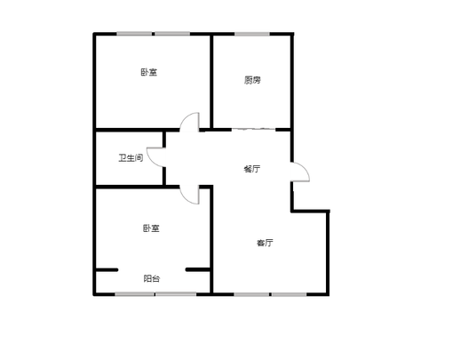 天龙小区（二期）2室2厅1卫户型图
