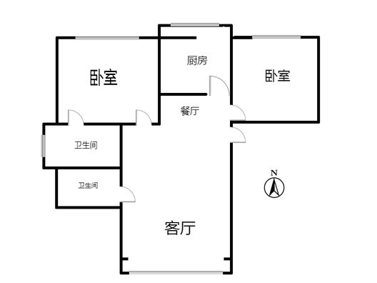 鸿盛凯旋门2室2厅2卫户型图