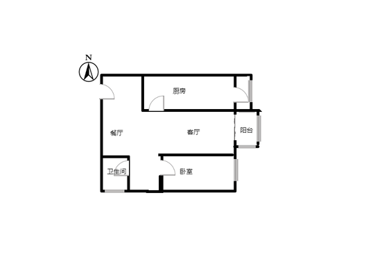 东林家园1室2厅1卫户型图
