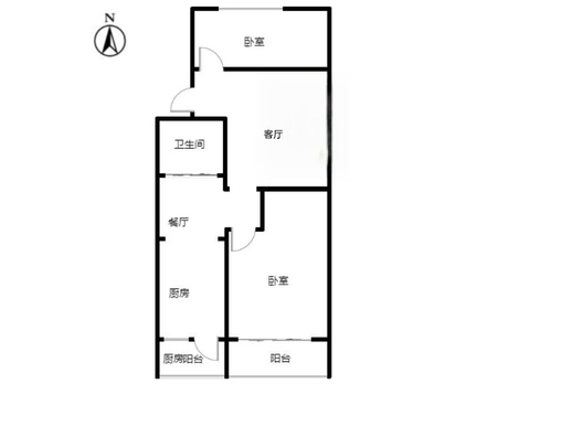 六十七处家属楼2室2厅1卫户型图