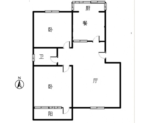 一中家属院2室2厅1卫户型图