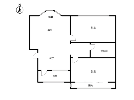 九四家属院2室2厅1卫户型图