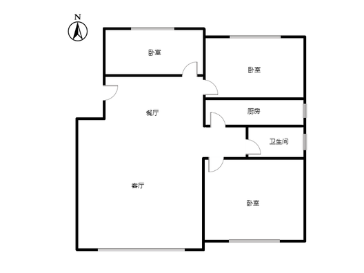 三利中和城二期西区（B区）3室2厅1卫户型图
