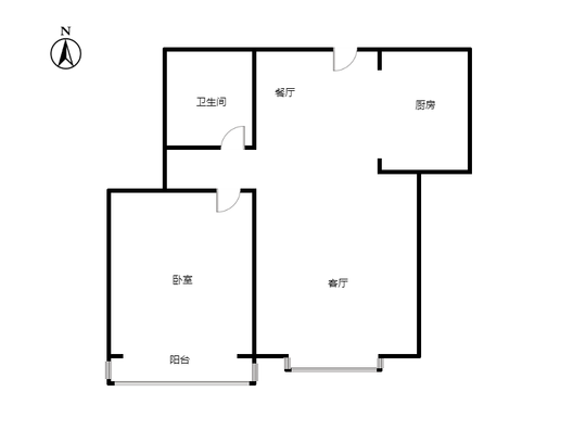 水岸花城1室2厅1卫户型图
