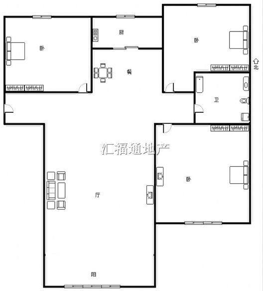 K2狮子城3室2厅1卫户型图