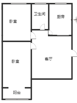 凌云厂家属院2室1厅1卫户型图