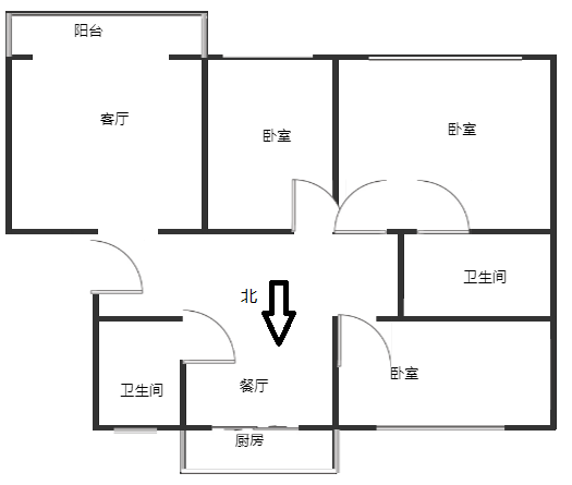 东兴小区（西院）3室2厅2卫户型图