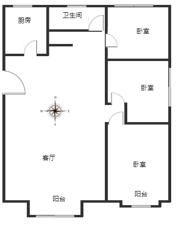 上河天著3室2厅1卫户型图