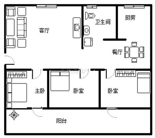 华光小区3室2厅1卫户型图
