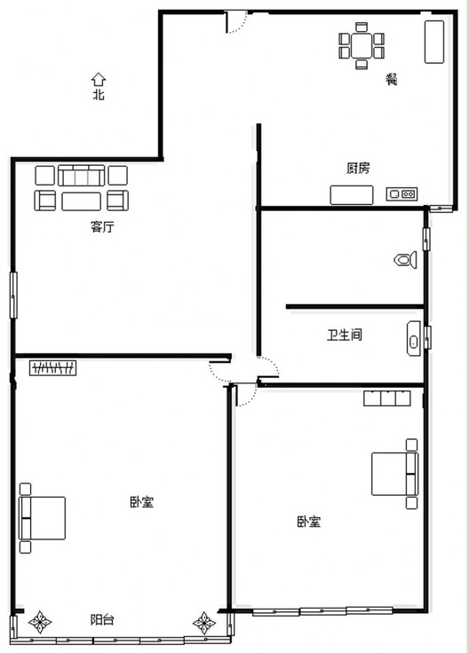 宏远宜居园2室2厅1卫户型图