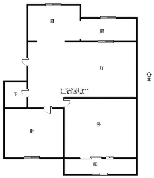 涿州铁路住宅小区2室1厅1卫户型图