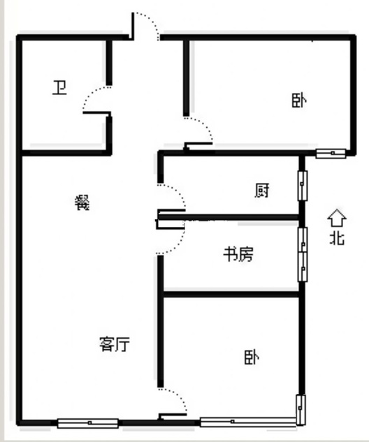 鸿坤理想湾3室2厅1卫户型图
