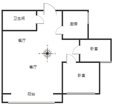 颐景雅苑2室2厅1卫户型图