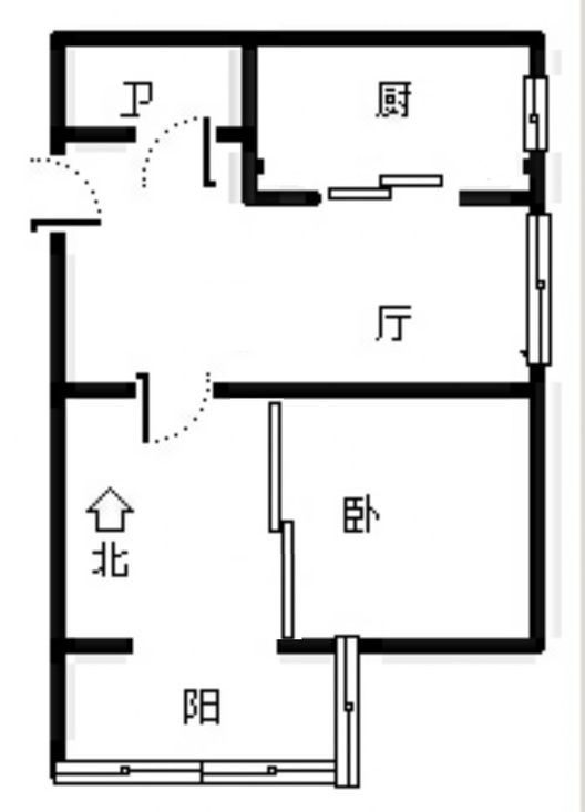 金竹花园1室1厅1卫户型图