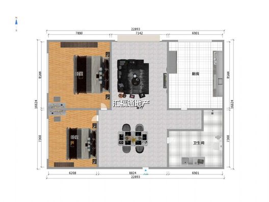 翡翠城（涿郡东区）2室2厅1卫户型图