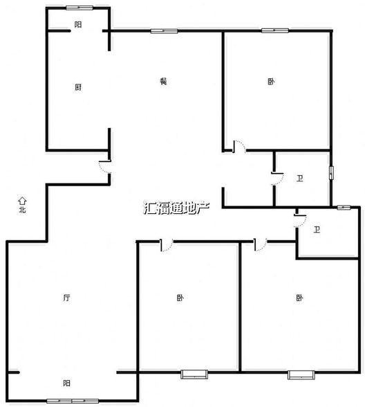 鸿盛凯旋门3室2厅2卫户型图