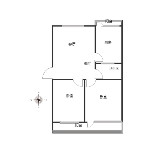 物资局小区2室1厅1卫户型图