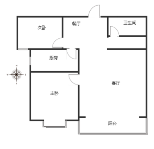 平安D区2室2厅1卫户型图