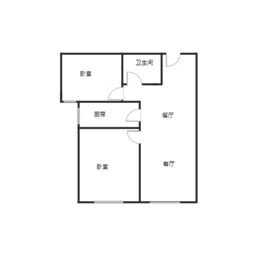 鸿坤理想湾2室2厅1卫户型图