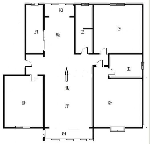 军欣家园3室2厅2卫户型图