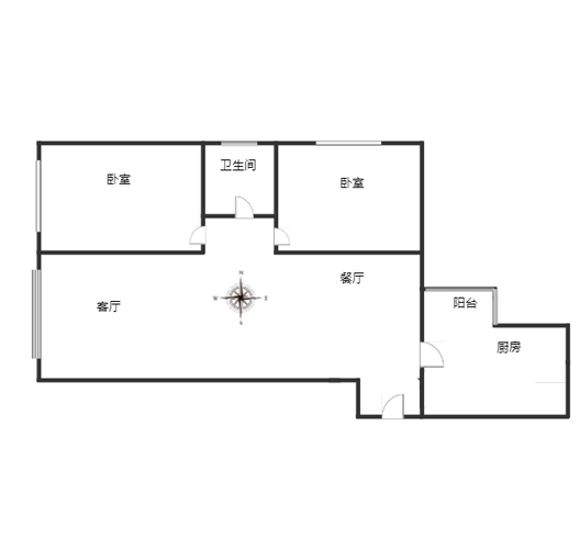 北京理想城2室2厅1卫户型图