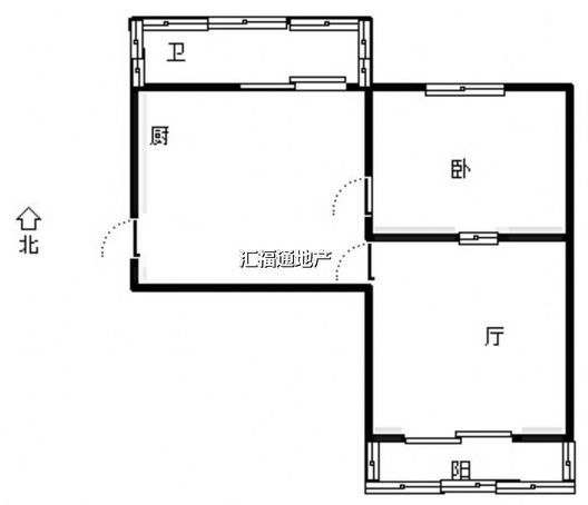工商局小区（冠云西路）1室1厅1卫户型图