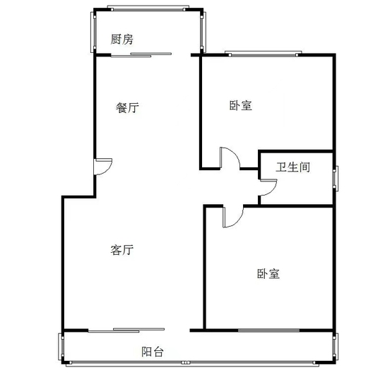 豪门庄园2室2厅1卫户型图