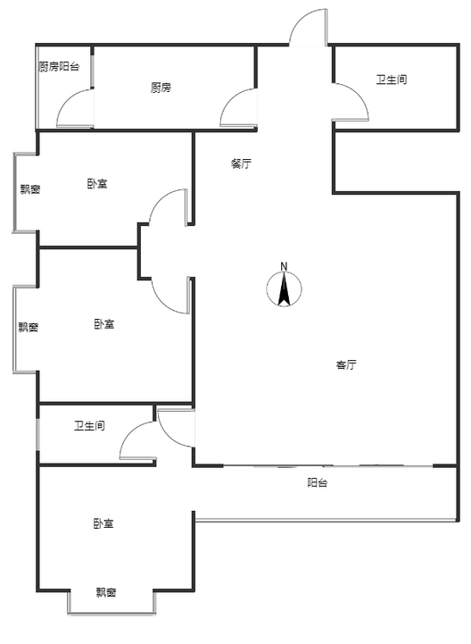 鼓楼商贸城3室2厅2卫户型图