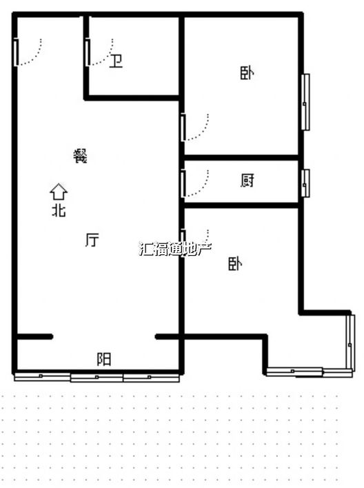 鹏渤印象城·牛津花园2室1厅1卫户型图