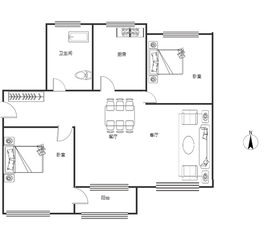 范阳小区2室2厅1卫户型图