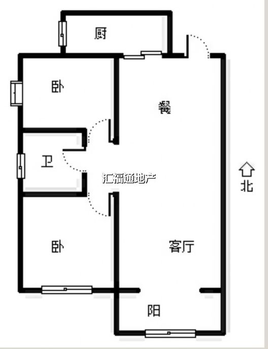 鸿坤理想湾2室2厅1卫户型图