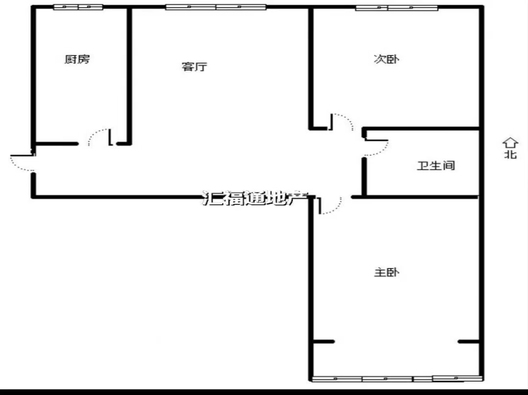 京中美居2室1厅1卫户型图
