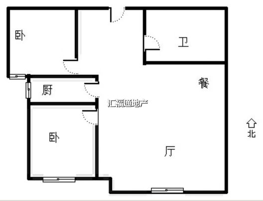 高铁新干线2室2厅1卫户型图