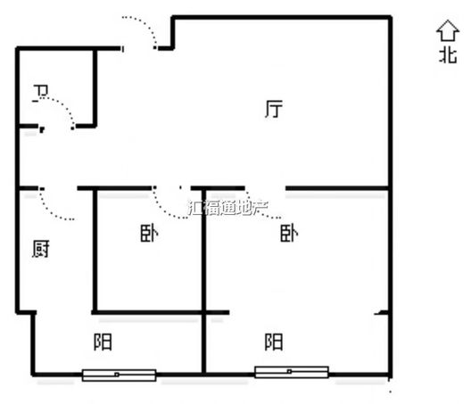 汇元尚品2室1厅1卫户型图