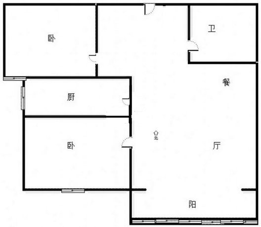 香邑溪谷上园2室2厅1卫户型图