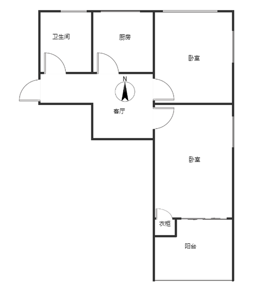 地质总局北院2室1厅1卫户型图