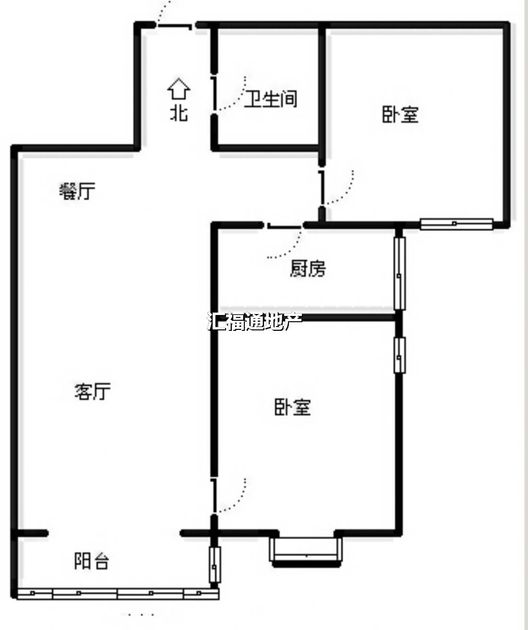 水岸花城2室2厅1卫户型图