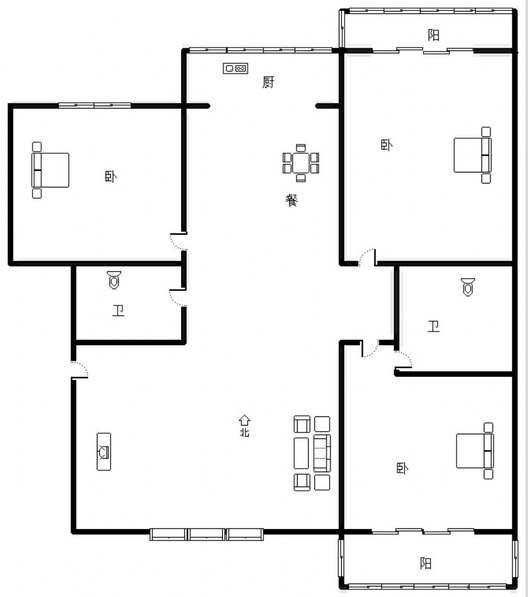 绿茵家园3室2厅2卫户型图