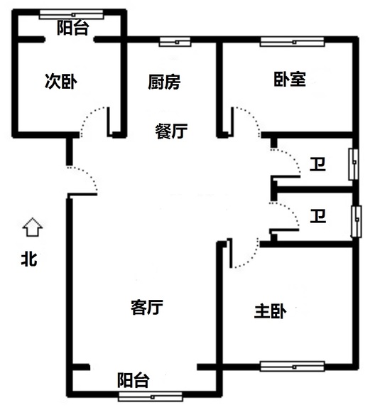 祥云瑞景二期3室2厅2卫户型图