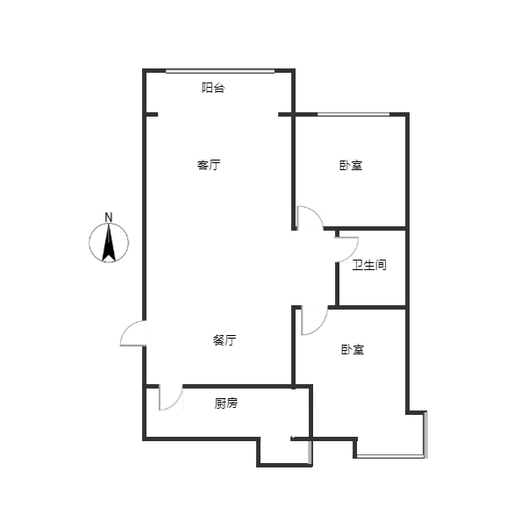 范阳一号（鹏渤御苑）2室2厅1卫户型图
